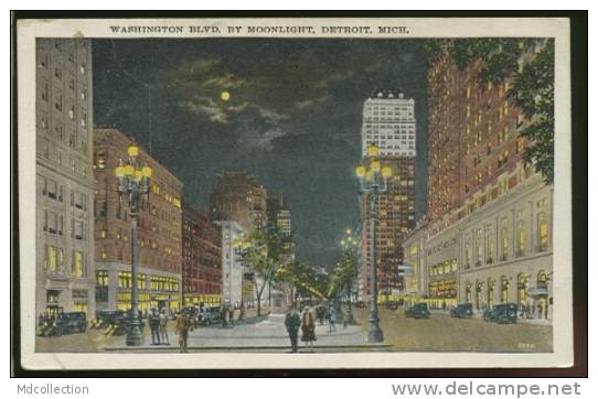 ETATS-UNIS DETROIT  /  Washington Boulevard By Moonlight  / Couleur - Autres & Non Classés