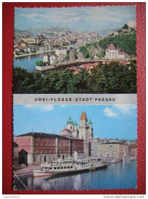 Passau - Zweibildkarte Drei Flüsse Stadt Passau - Passau