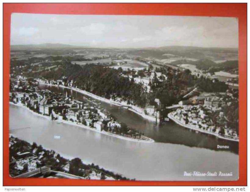 Passau - Luftbild über Zusammenfluß Von Donau Inn Und Ilz - Passau
