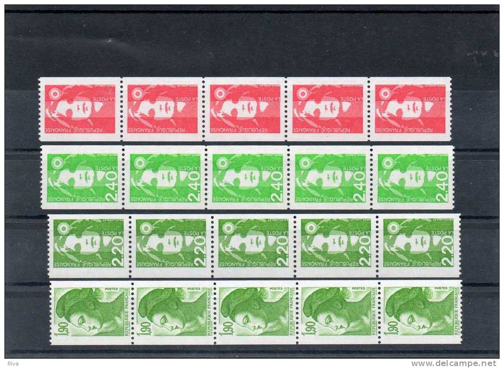 Roulettes  - 5 Valeurs Dont 1° Rouge ( X 4 ) - Coil Stamps