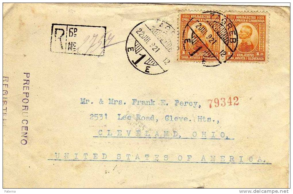 3190 Carta , Certificada ZAGREB ( Yugoslavia) 1921, - Storia Postale