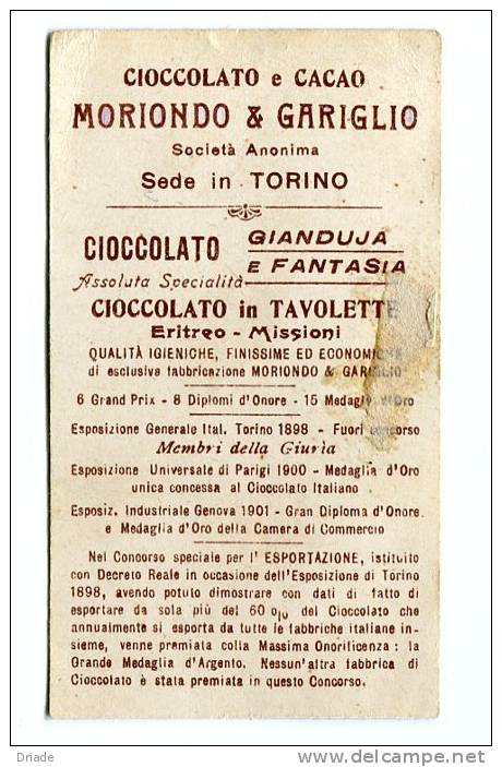 FIGURINA CHROMO PUBBLICITA CIOCCOLATO MORIONDO E GARIGLIO TORINO LITOGRAFIA  CHOCOLAT - Suchard