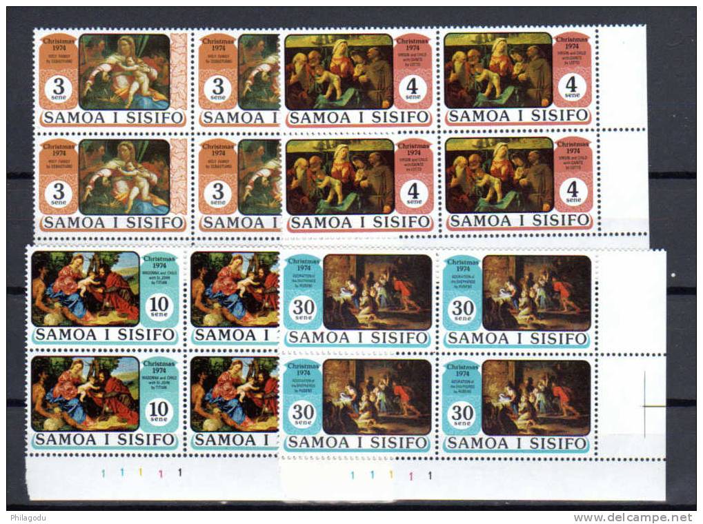 Samoa 1974, Noël 1974, Tableaux Religieux, N° 345 / 48 , Neuf Sans Charnière - Quadri
