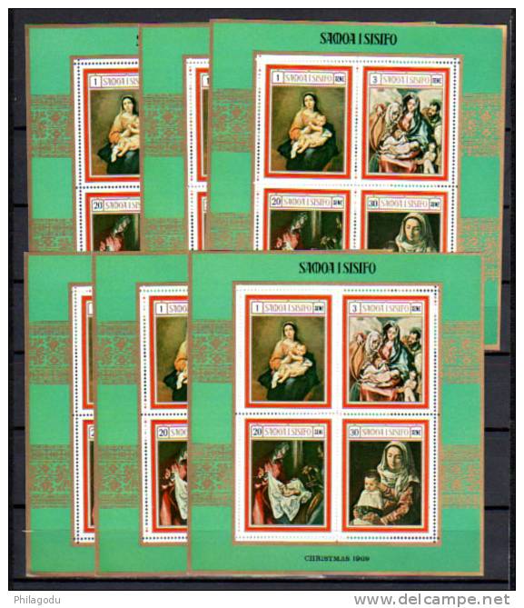 Samoa 1969, Noël 1969, Tableaux, 6X Le N° Bf 1, Neuf Sans Charnière - Paintings
