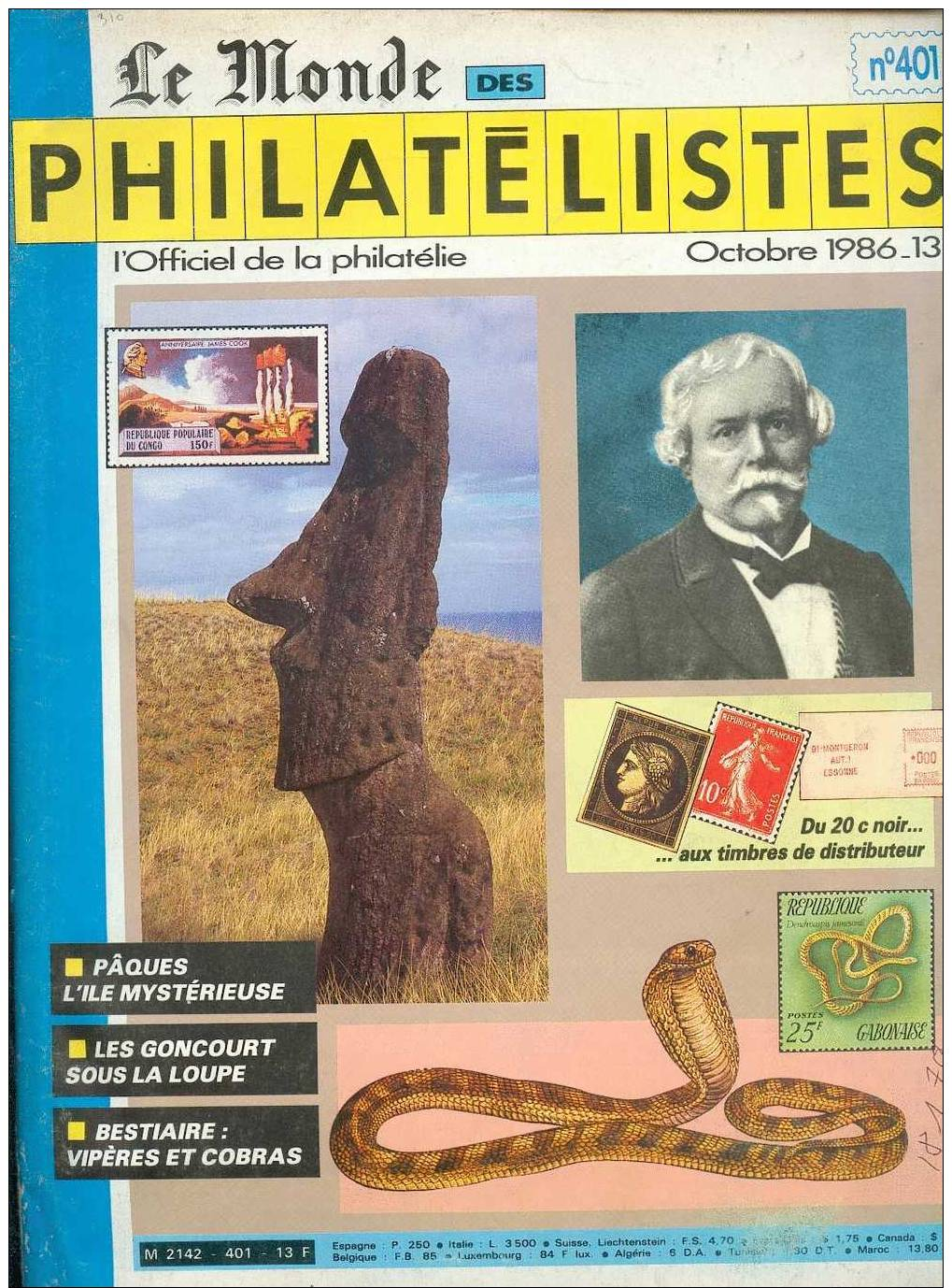 LE MONDE DES PHILATELISTES   N° 401  OCTOBRE 1986 - 1950 à Nos Jours