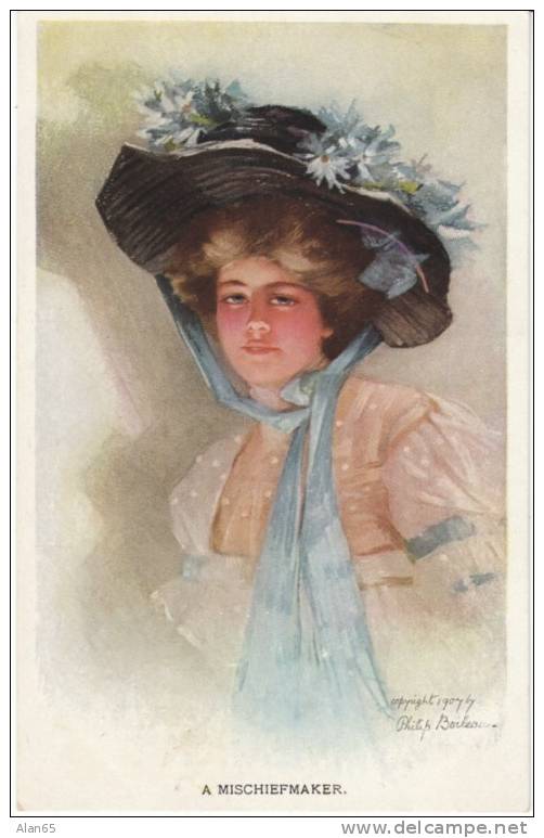 Philip Boileau Artist Signed Postcard, Beautiful Woman 'Mischiefmaker' - Boileau, Philip