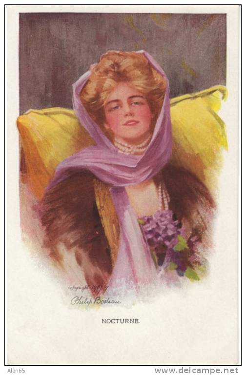 Philip Boileau Artist Signed Postcard, Beautiful Woman ´Nocturne´ - Boileau, Philip