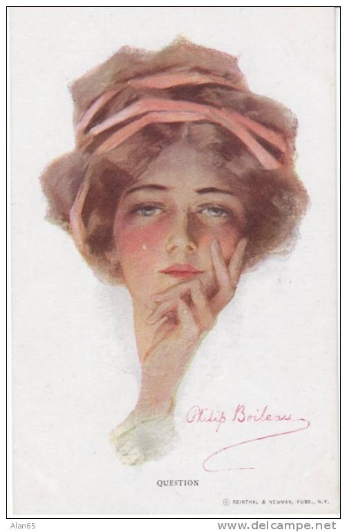 Philip Boileau Artist Signed Postcard, Beautiful Woman ´Question´ - Boileau, Philip