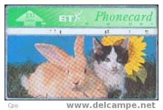 # UK_BT BTC137 Spring In The Air - Rabbit & Cat No1 100 Landis&gyr -animal,chat,cat,lapin,ra Bbit-  Tres Bon Etat - BT Herdenkingsuitgaven