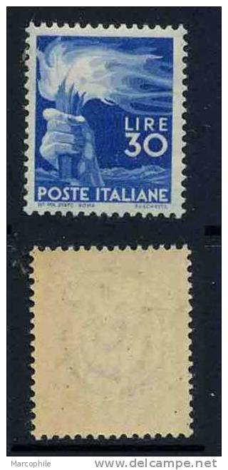 ITALIE / 1945  # 501 - 30 L. Bleu ** / COTE 470.00 EUROS - Mint/hinged