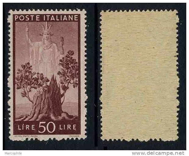 ITALIE / 1945  # 502 - 50 L. Brun Lilas ** / COTE 27.00 EUROS - Mint/hinged