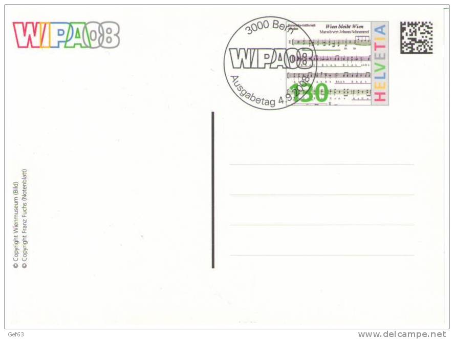 WIPA'08 Wien ° Die Schweizeriche Post Grüsst Die Briefmarkensammler In Wien ° Mongolfière / Ballon - Globos