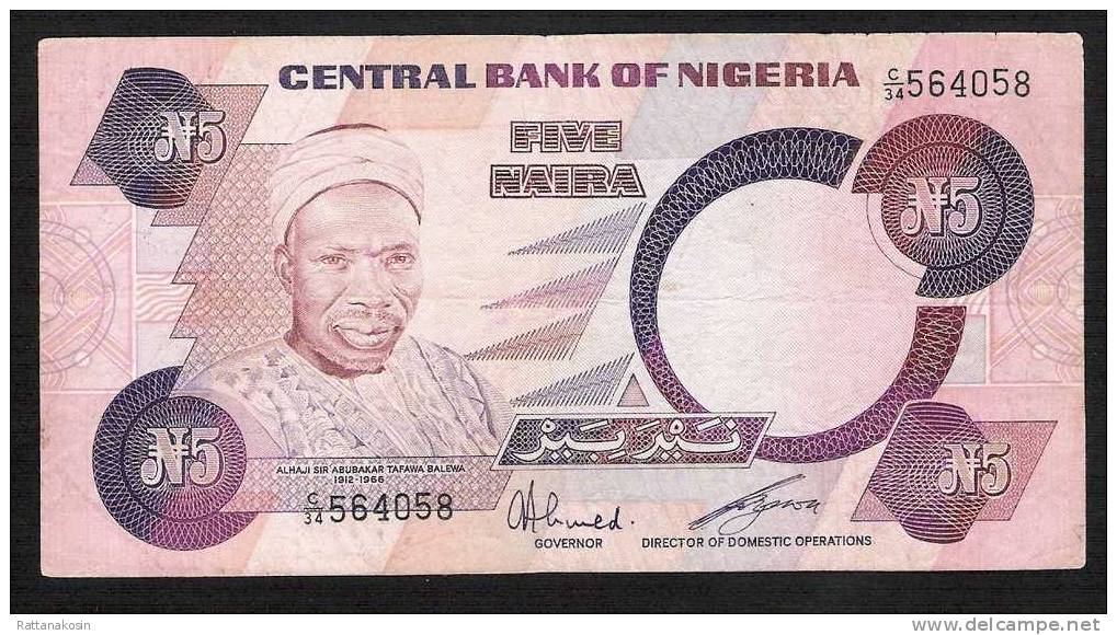 NIGERIA  P24a 5  NAIRA (1984) #C/34   Signature 2   VF   NO P.h. - Nigeria