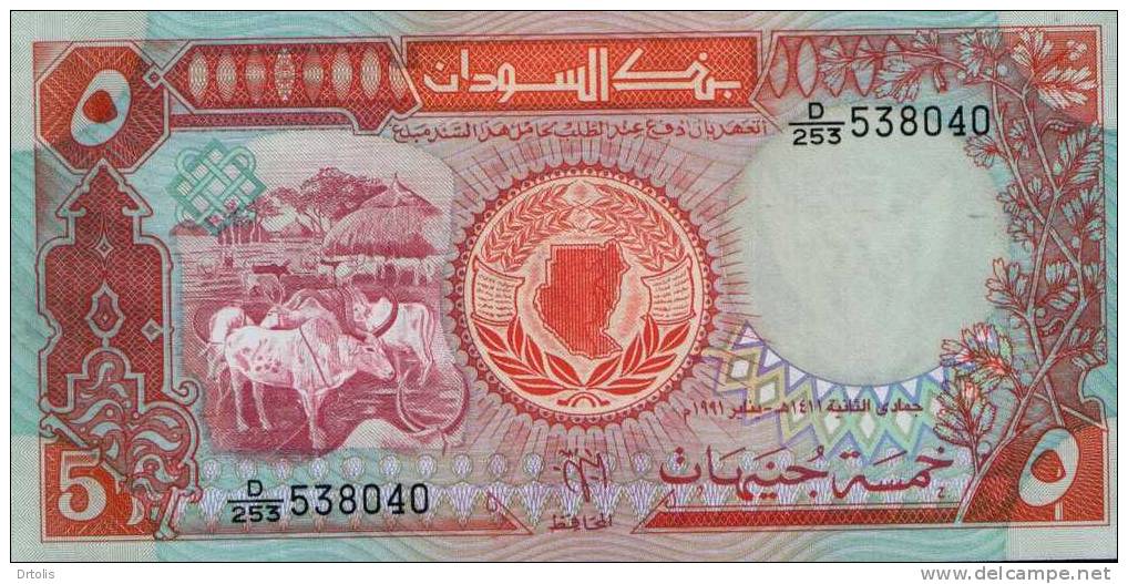 SUDAN / 5 POUNDS ( REDDISH ) / UNC. / 2 SCANS . - Sudan