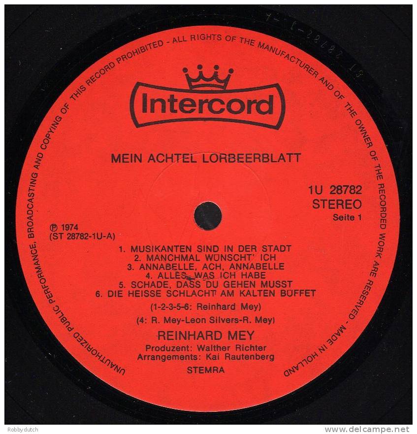 * LP *  REINHARD MEY - MEIN ACHTEL LORBEERBLATT (Germany 1972) - Andere - Duitstalig