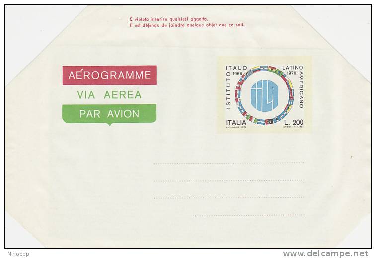 Italy-1976 A6 Istituto Latino Americano Unused Aerogramme - Sammlungen