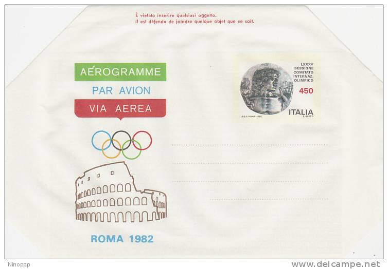 Italy-1982 A17 85th CIO Session Unused Aerogramme - Verzamelingen