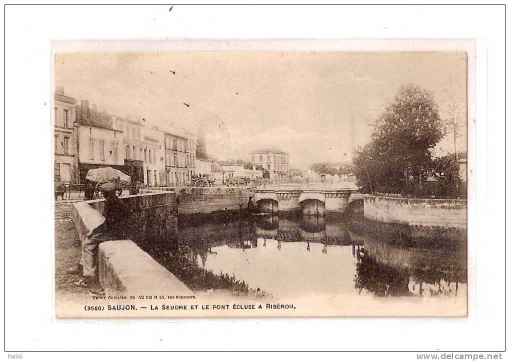 CPA  SAUJON  -  La Seudre Et Le Pont écluse A Ribérou  - Obl.1904 - Saujon