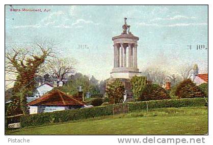 Ayr Ayrshire - Écosse Scotland - Burns Monument 1912 Poésie Poète - Écrite - S.A.B. Glascow - Ayrshire