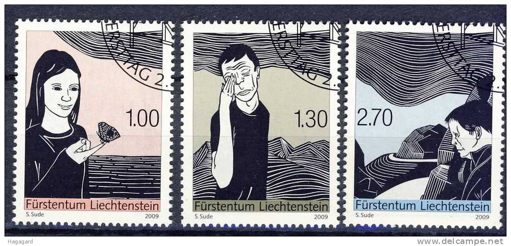 #Liechtenstein 2009. Art. Linocut. Michel 1509-11. Cancelled(o) - Used Stamps