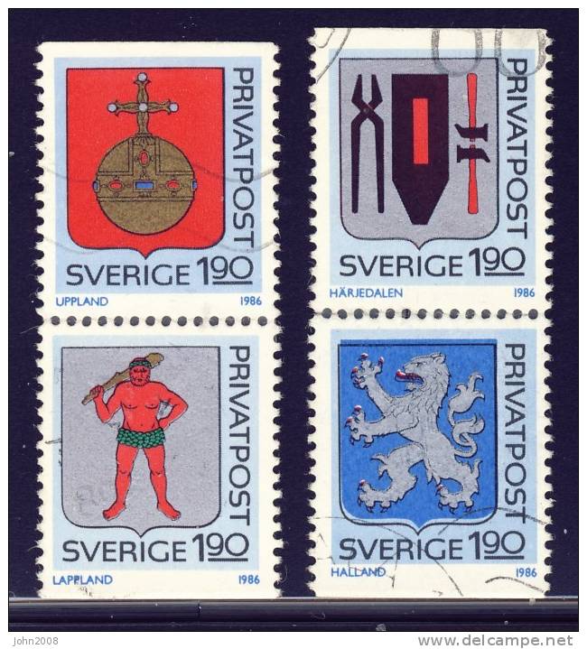 Schweden / Sweden 1986 : Mi.nr 1386-1389 * - Freimarken / Definitives - Usados