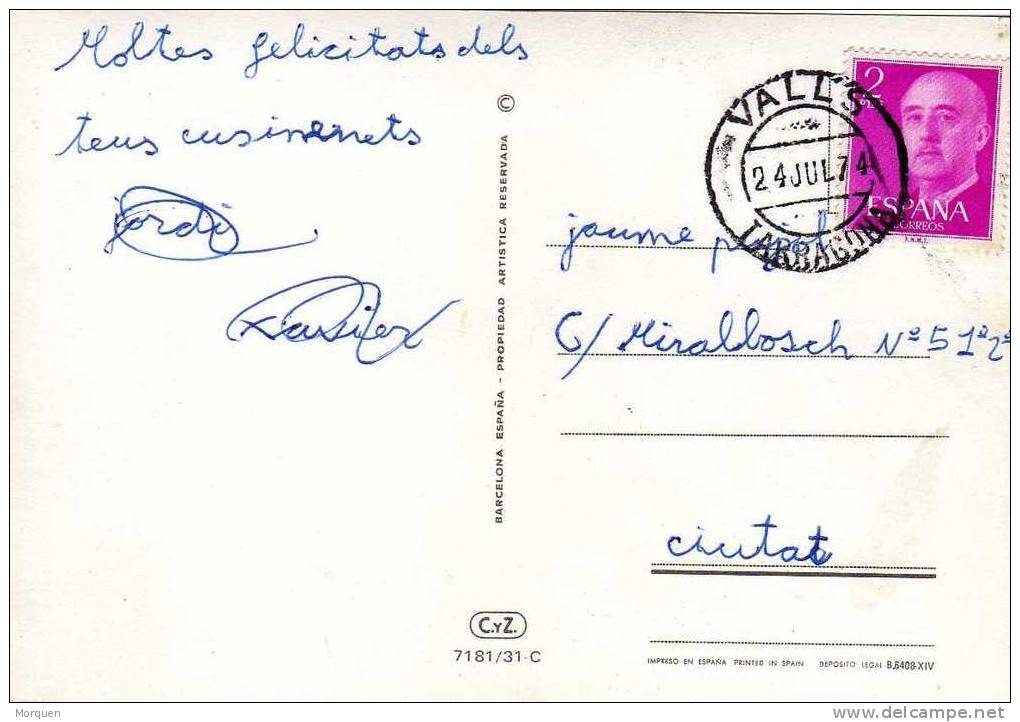Postal VALLS (Tarragona) 1974. Correo Interior - Cartas & Documentos