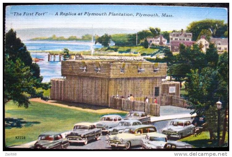 UNITED STATES /  " THE FIRST FORT "  - A REPLICA AT PLYMOUTH PLANTATION, PLYMOUTH, MASS 1958. - Boston