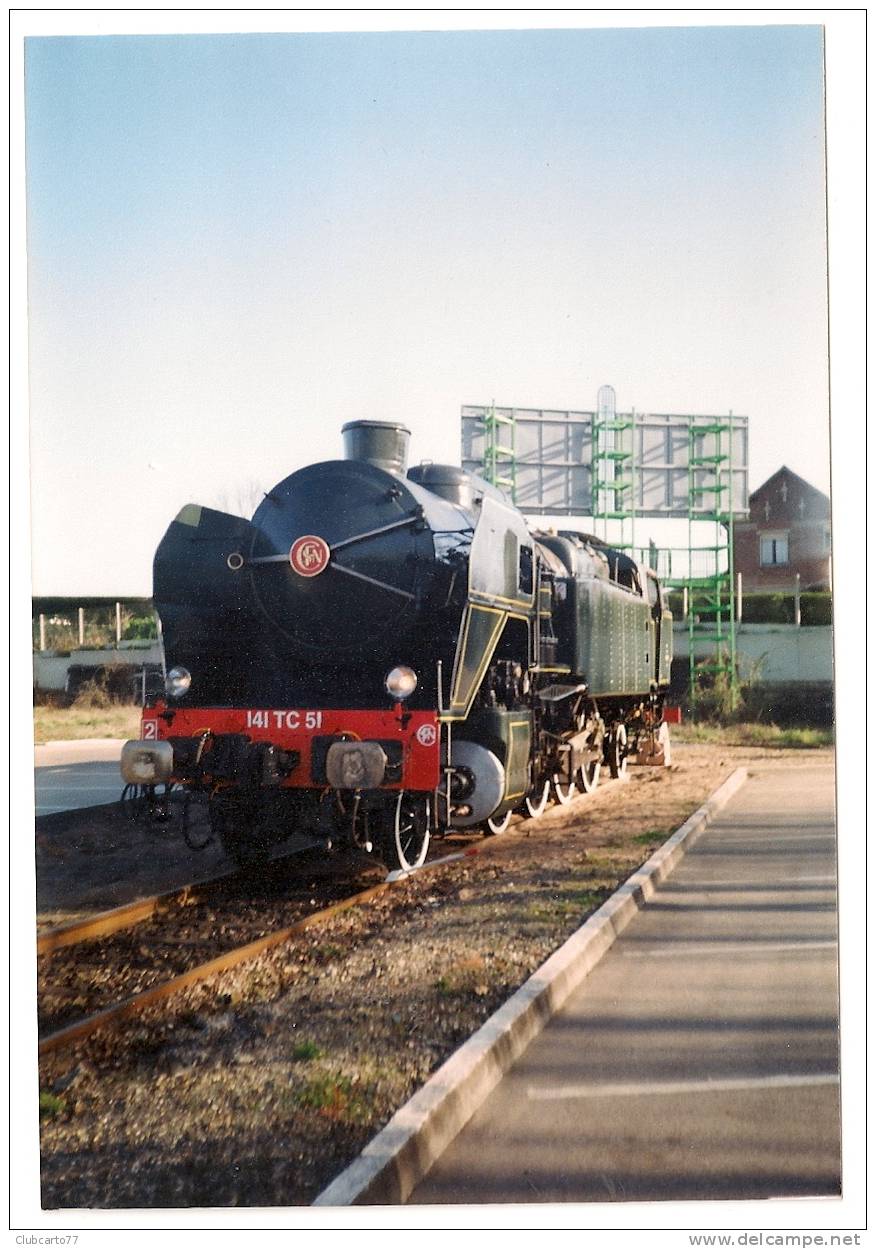 Longueau (80) : Présentation Officielle De La Locomotive à Vapeur 141TC51 En 1995  PHOTO RARE. - Longueau