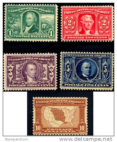 US #323-27 Mint Hinged Louisiana Purchase Expo Set From 1904 - Ongebruikt