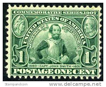 US #328 Mint Hinged 1c Jamestown Expo From 1907 - Nuovi