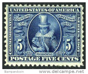 US #330 Mint 5c Jamestown Expo From 1907 - Neufs