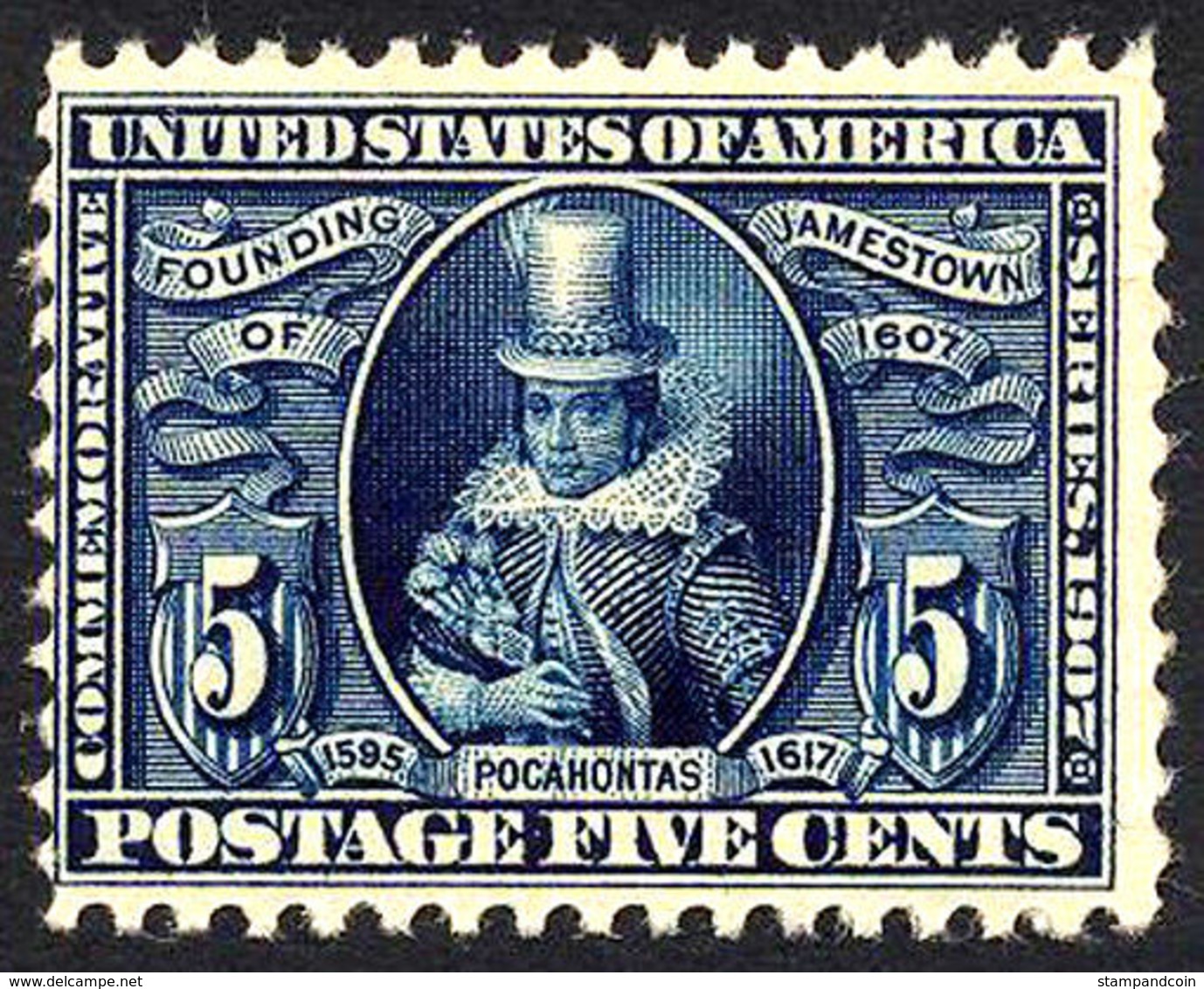 US #330 Mint Never Hinged 5c Jamestown Expo From 1907 - Neufs