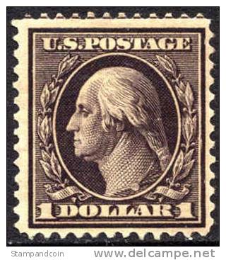 US #342 Mint Hinged $1 Washington From 1909 - Unused Stamps