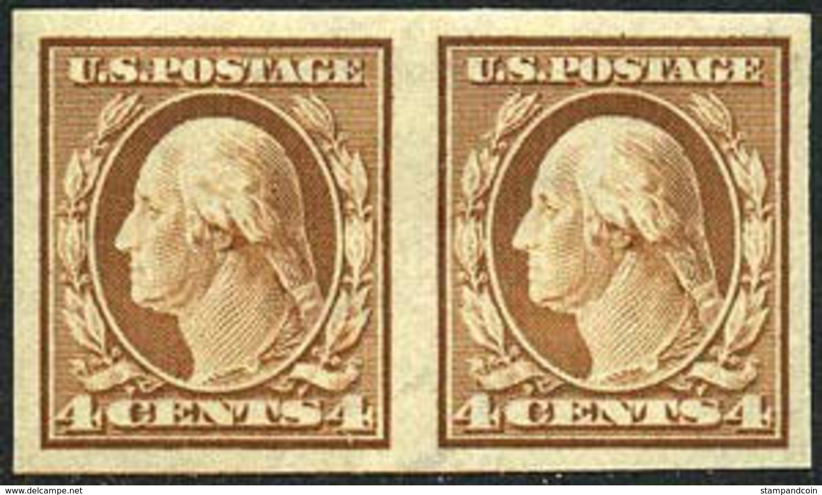 US #346 SUPERB PAIR  Mint Lightly Hinged 4c Washington Imperf From 1908 - Unused Stamps
