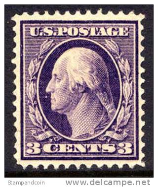 US #376 Mint Hinged 3c Washington From 1911 - Neufs
