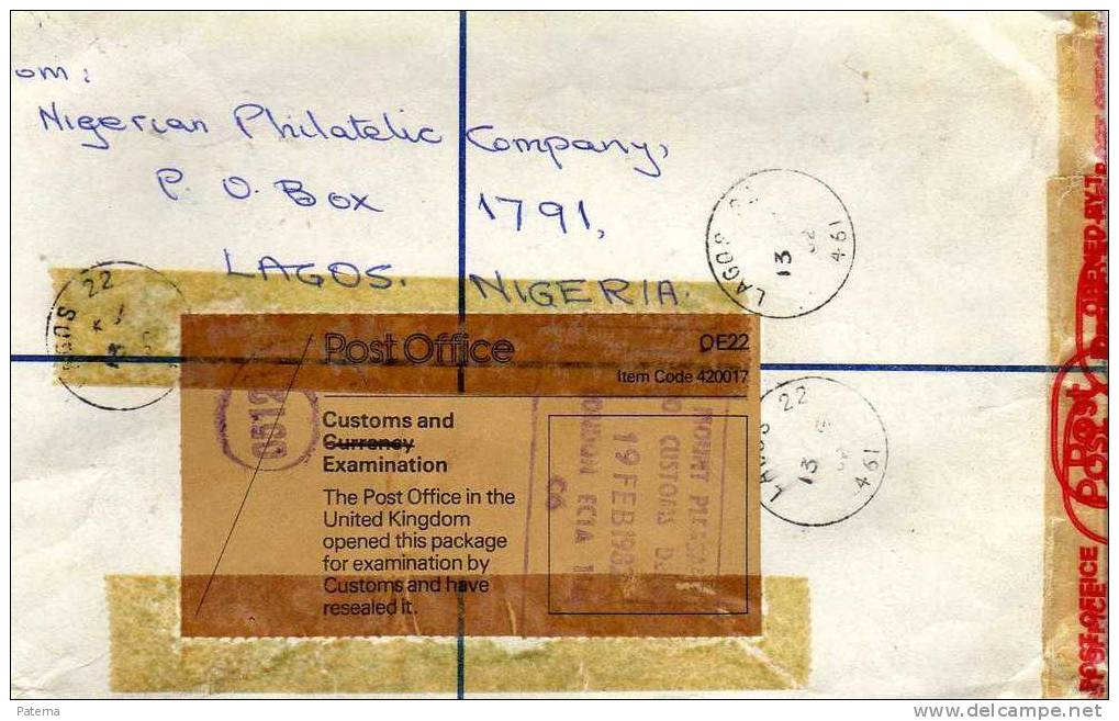 Carta, Entero Postal , Certificada Urgente, LAOS, ( Nigeria) 1982, Cover, Letter RARA - Nigeria (1961-...)