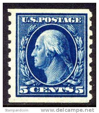 US #396 Mint Hinged 5c Washington Coil From 1913 - Unused Stamps