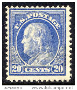 US #419 Mint Hinged 20c Franklin From 1914 - Nuevos