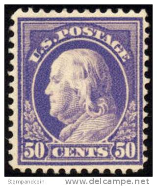 US #422 Mint Hinged 50c Franklin From 1912 - Nuevos