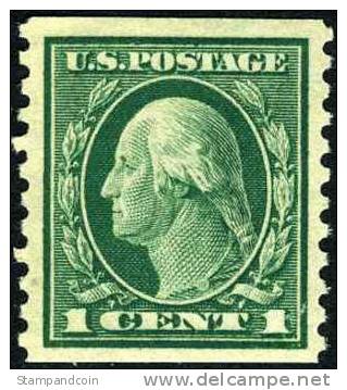 US #443 XF Mint Hinged 1c Washington Coi From 1914 - Roulettes