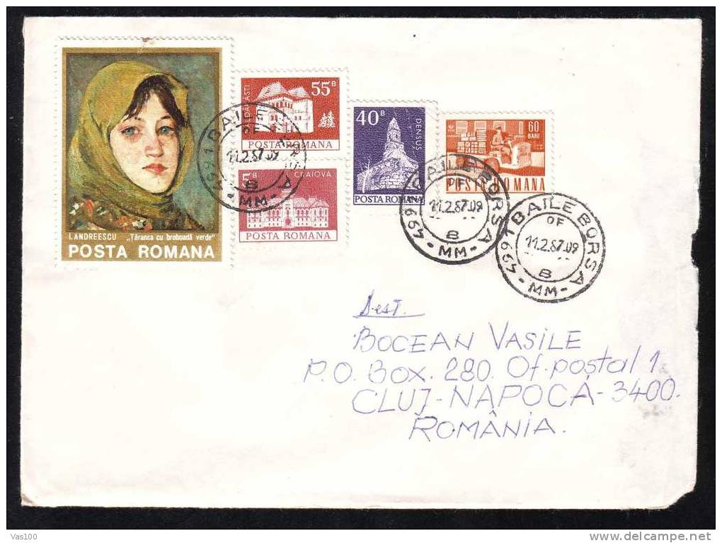 Baile Borsa To Cluj 5 Stamp   On  Cover 1987 - Romania. - Lettres & Documents