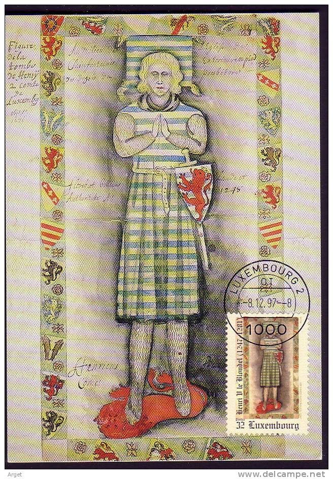 Carte-Maximum LUXEMBOURG, N°Yvert 1386  (Henri V) Obl 8.12.97 - Maximum Cards