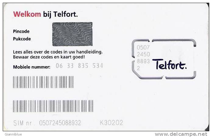 GSM Sim Card  From Netherlands (mint) - "Telfort" - Non Classés
