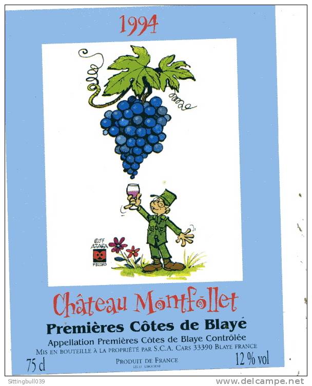 AZARA JO-EL. DESSIN INEDIT POUR UNE ETIQUETTE DE VIN. 1997. CHÂTEAU MONTFOLLET. PREMIÈRES CÔTES DE BLAYE. - Advertisement