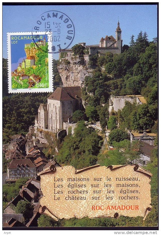 Carte-Maximum FRANCE N°Yvert 3492 (Rocamadour) ,   Obl Ord 23.8.02 - 2000-2009
