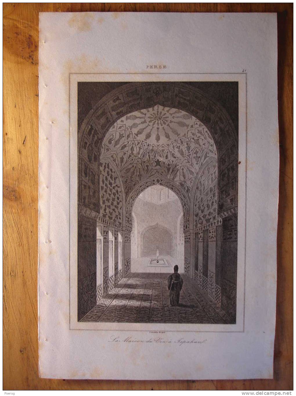 ANCIENNE GRAVURE De 1841 - PERSE - LA MAISON DU VIN A ISPAHAN - LEMAITRE DIREXIT - 1841 - IRAN - 13X20 - Collections