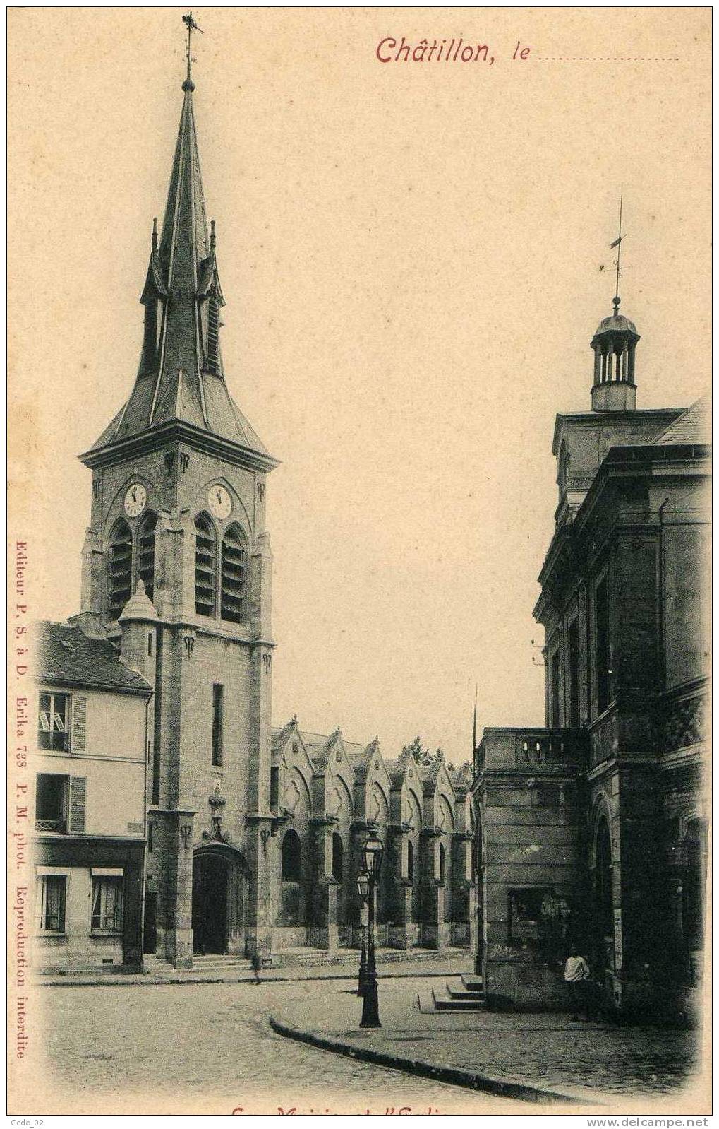 CHÂTILLON     -     MAIRIE     -      EGLISE     ( CARTE EXCELLENT ETAT, NI VOYAGEE, NI ECRITE ) - Châtillon