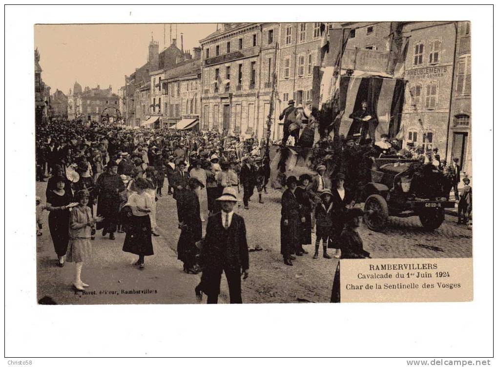88  RAMBERVILLERS  Cavalcade Du 1er Juin 1924  Char De La Sentinelle Des Vosges   Gros Plan - Rambervillers