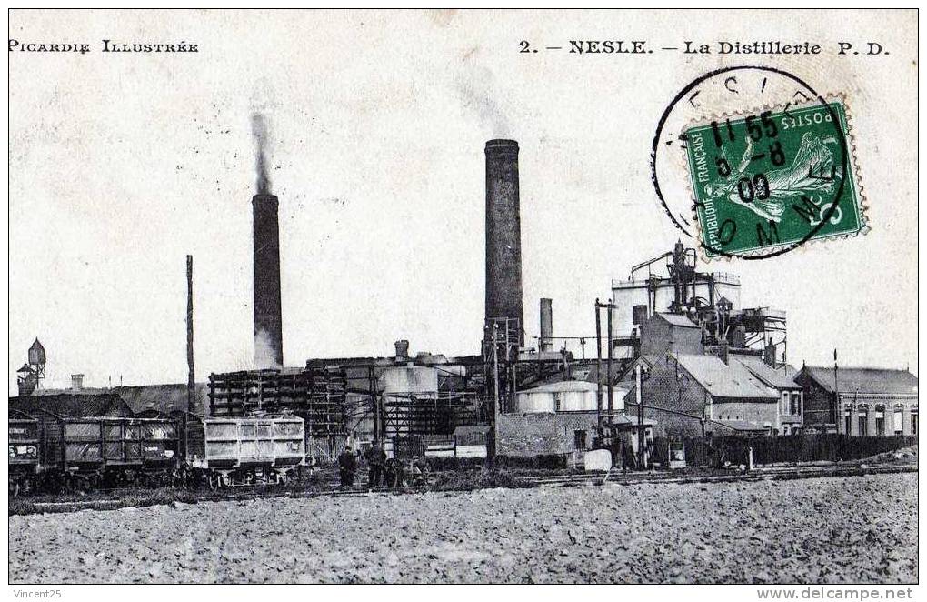 NESLE LA DISTILLERIE  TRAIN SOMME  PAUL DUPRE SAINT QUENTIN - Nesle