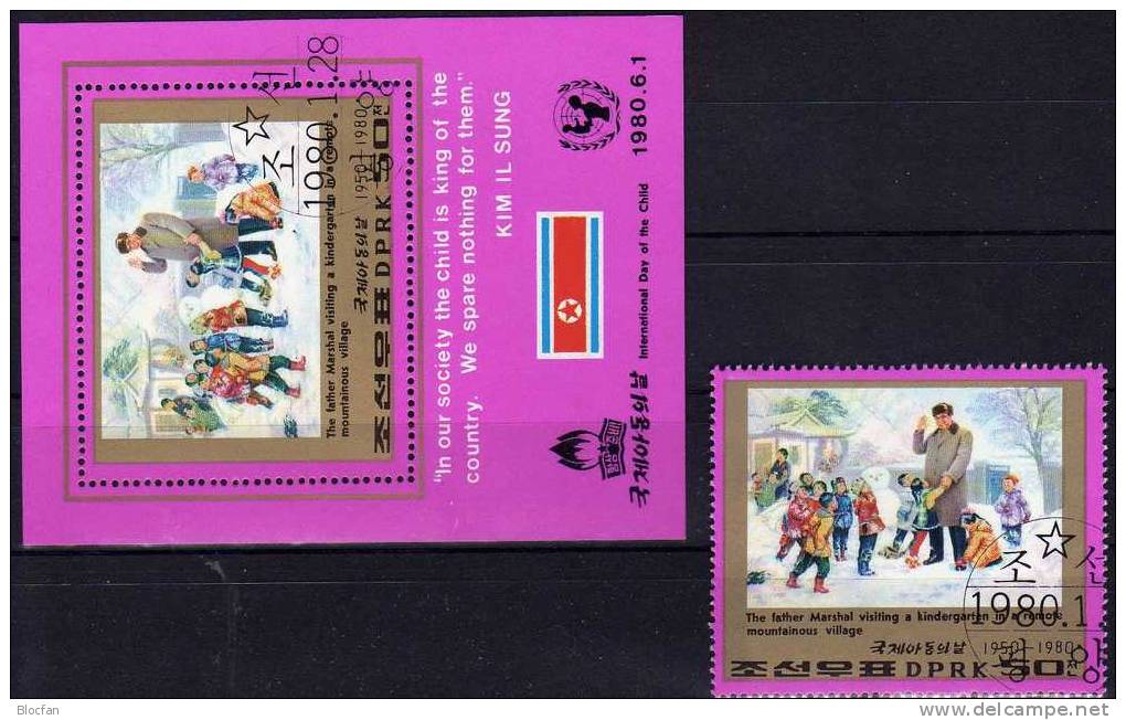 Jahr Des Kindes Kindergarten Korea 1961 + Block 69 O 3€ - Korea (...-1945)